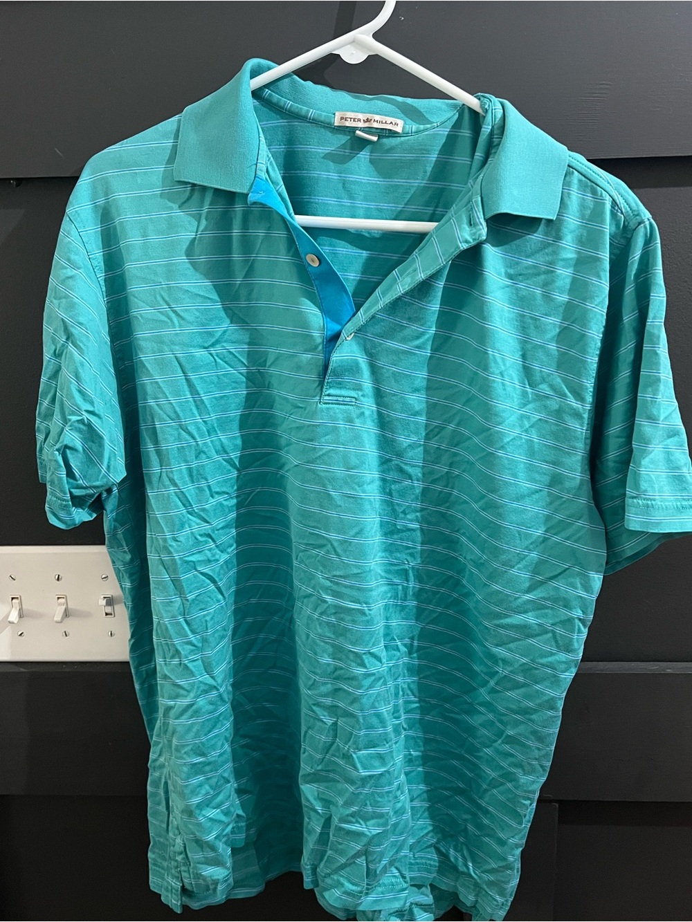 Peter Millar Turquoise Striped Performance Polo